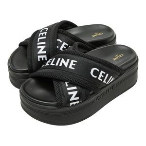 CELINE Block Slide Sandals Size 36 Rm0223 Black Textile Women's CELINE